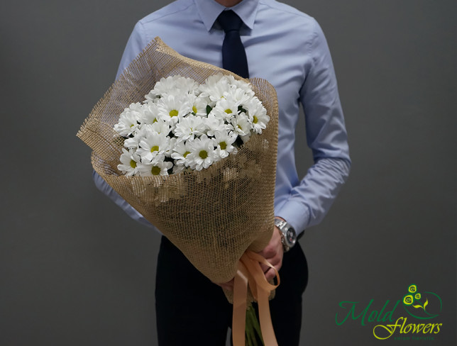 A beautiful bouquet of white chrysanthemums photo